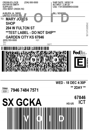 Sample FedEx Label