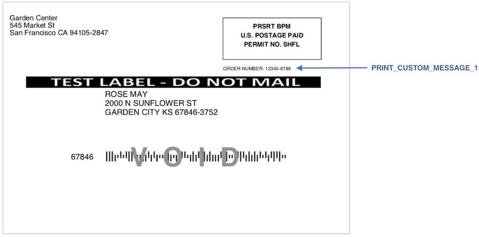 Print Custom Message options on a PB Presort LGENV label