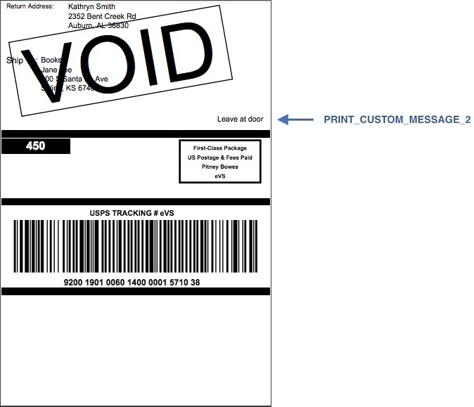 Custom Message on a PB Standard label